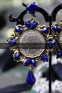 Синие крупные серьги с монетой Королева Елизавета - 1